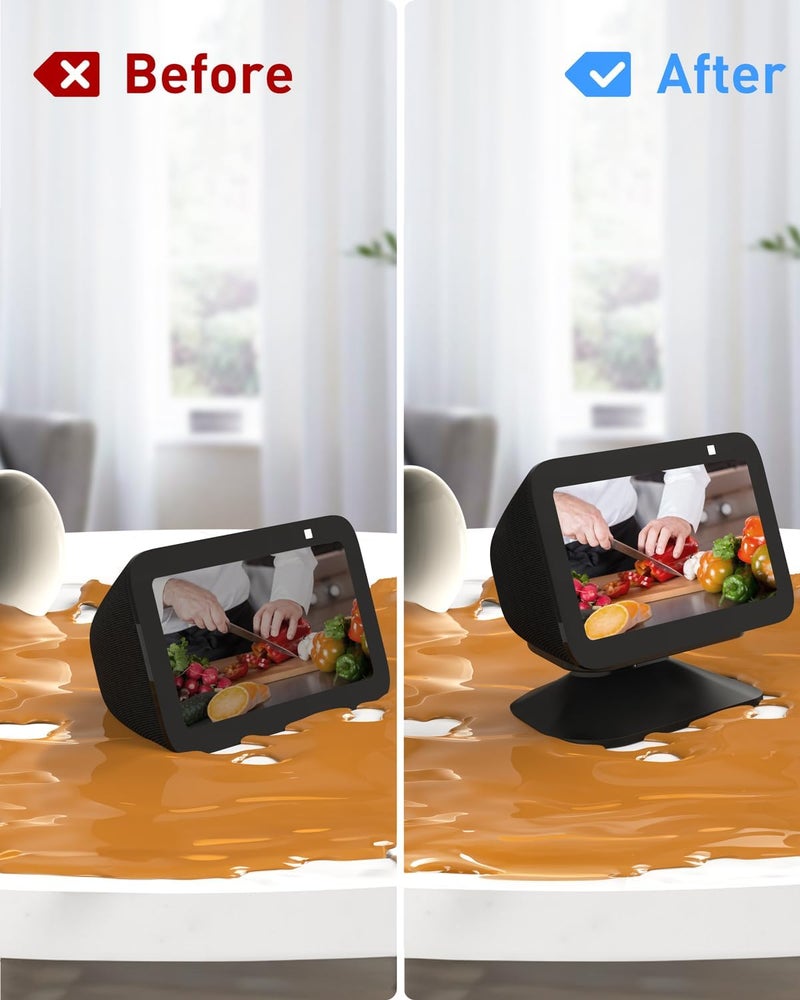 Maxonar Stand for Echo Show 5 (3rd Gen), Adjustable Tilt Swivel Stand Anti-Slip Base Strong Magnetic Compatible with 2023 Release Show 5 Smart Display & Mobile Phone 12/13/14 with Magnetic Case- Black - Image 4